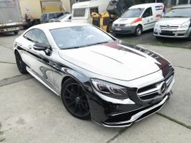 Mercedes S63 AMG autófóliázás: Teckwrap Steel Jet Black CHM10E autó fóliával 